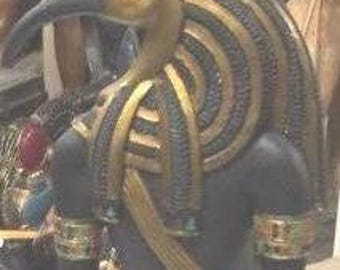 Unique Hand Gold Leafed and Detailed Egyptian God Thoth Statue
