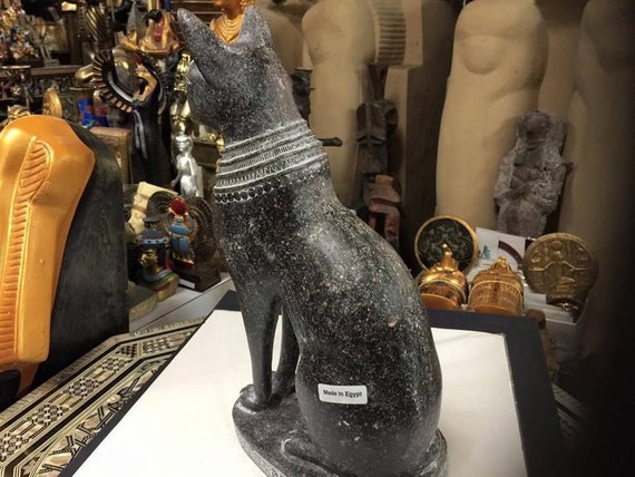 エジプト製のヴィンテージの大型重厚なエジプト猫の像 - Etsy 日本