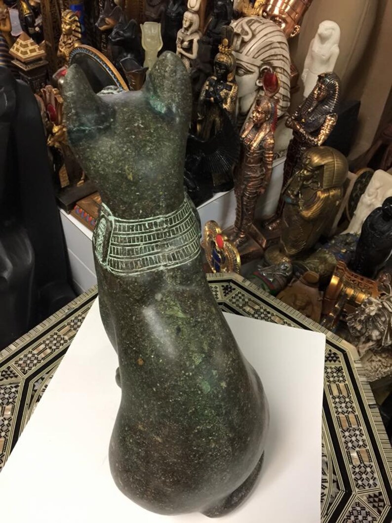 Unique Large Heavy Egyptian Cat Goddess Bast Statue Made