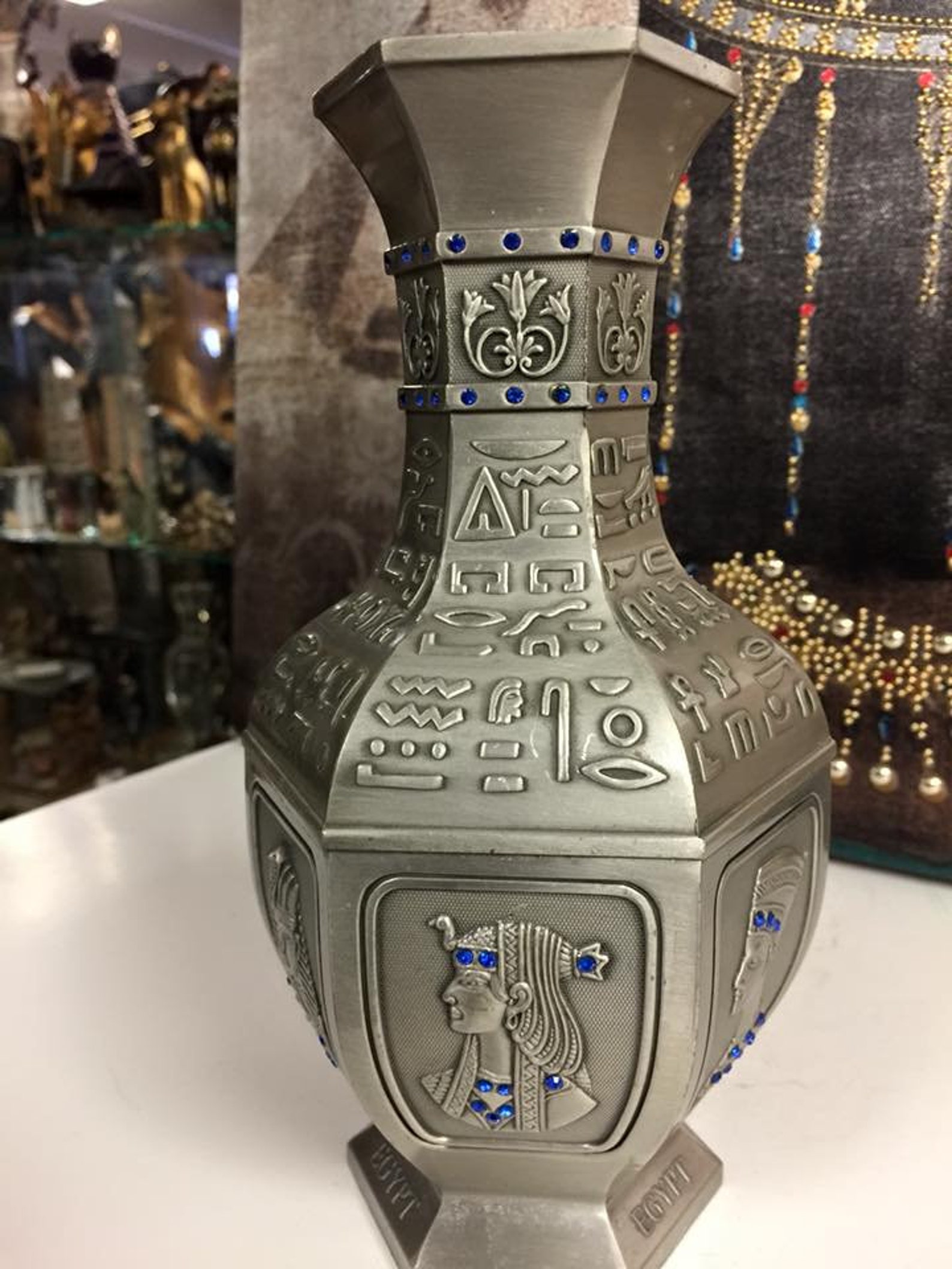 Unique Egyptian Pewter Vase With Beautifully Design Mad in Etsy