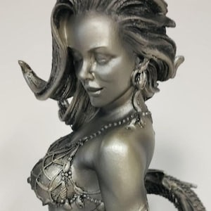 Unique Bronze Goddess Cecaelia (Mermaid Statue ) Hand Painted  8&#39;&#39; H
