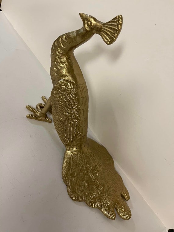 Vintage Antique Heavy Large Solid   Brass Peacock… - image 2