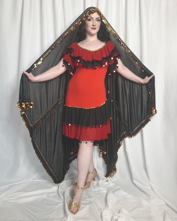 Egyptian Folkloric Handmade Iskandarani Stretch Dress One Size Fits Medium Made in Egypt (Melaya Leff Not Included)