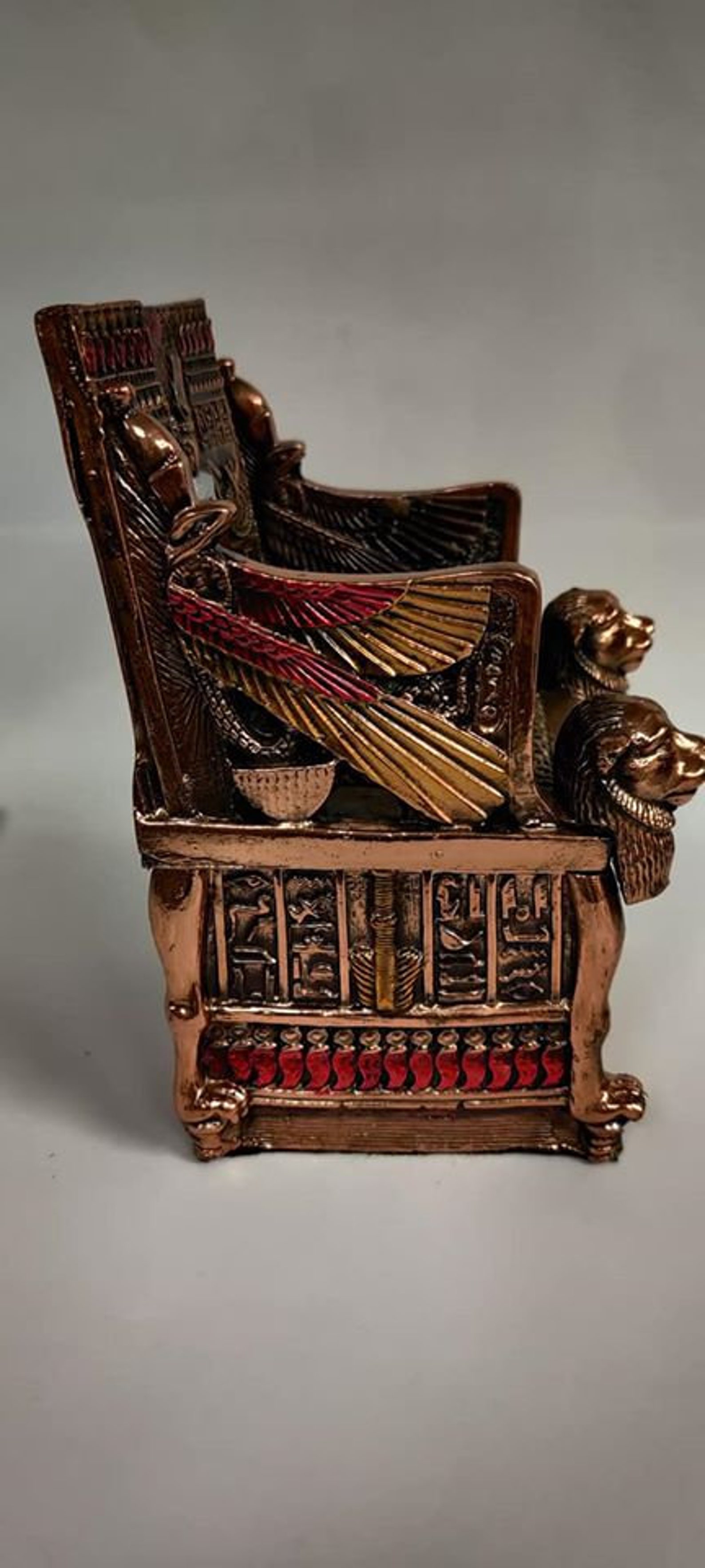 Vintage Egyptian Copper Wash King Tut Chair Jewelry Box Made Etsy