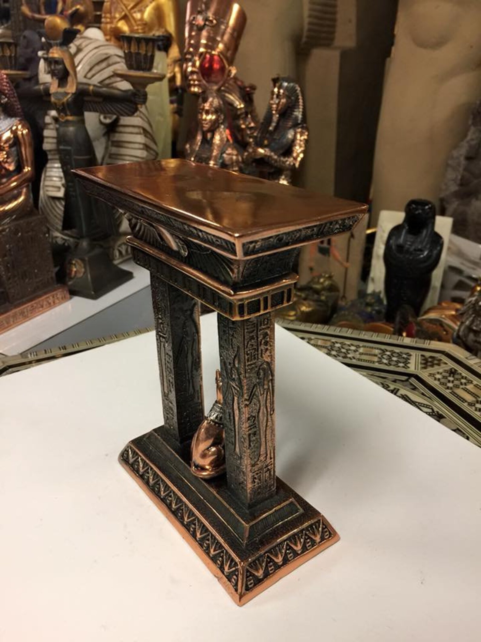 Unique Egyptian Cat Temple W/COPPER WASH Made In Egypt Etsy