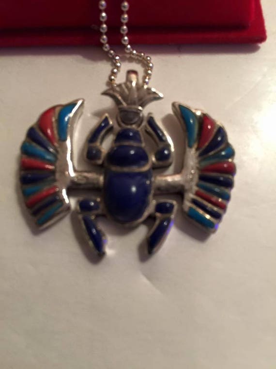 Vintage Egyptian Sterling Silver Scarab Charm wit… - image 6