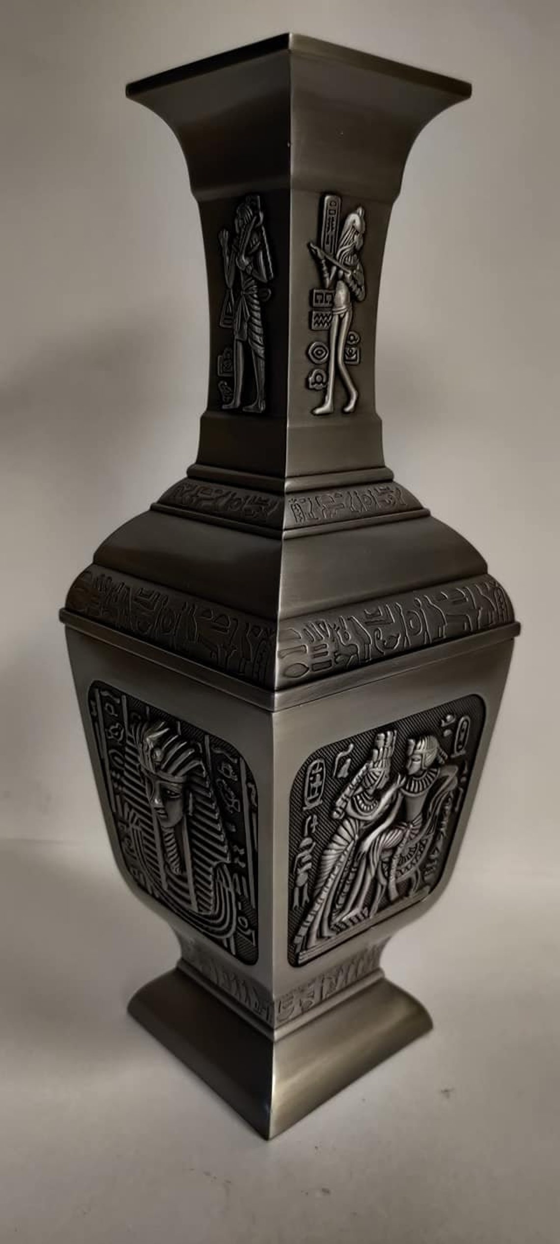 Unique Large Egyptian Pewter Vase With Beautifully Design Mad Etsy