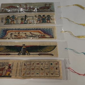 Unique 5  Egyptian Gods And Goddess Bookmark Painted Papyrus Mad in Egypt Active