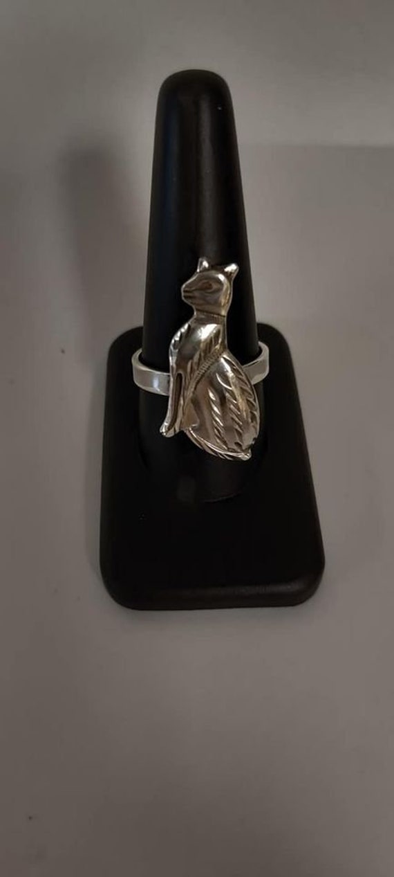 Unique Egyptian Cat Ring  Heavy SolId Silver ( Fr… - image 4