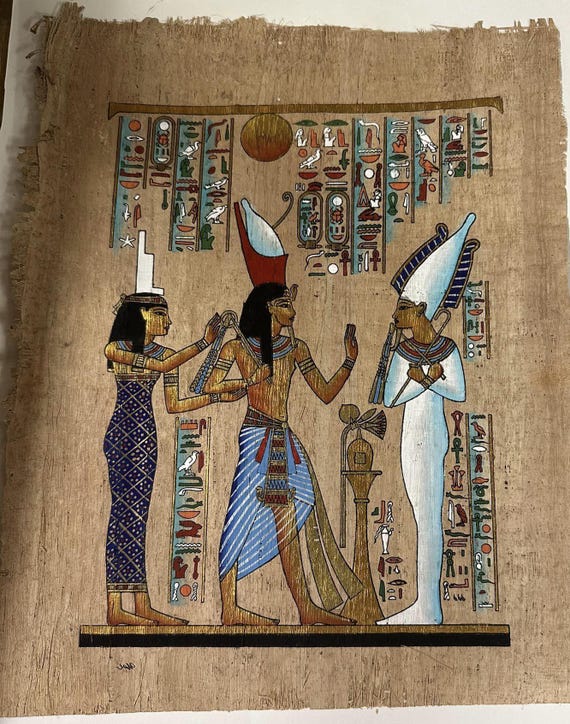 エジプトパピルス　アーティストの作品 ヴィンテージの古いエジプトのパピルス。エジプトで作られ