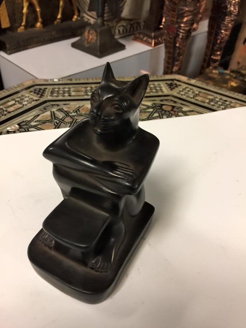 Unique Egyptian Cat Statue Reading Hieroglyphics Made in Egypt Etsy