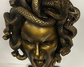 Unique Amazing  Large Head Of Medusa Hand crafted cold cast bronze 14'' Tall