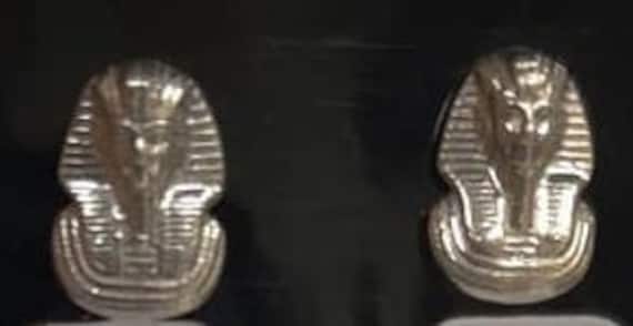 Unique Solid  Silver Egyptian Stud  King Tut  Ear… - image 1