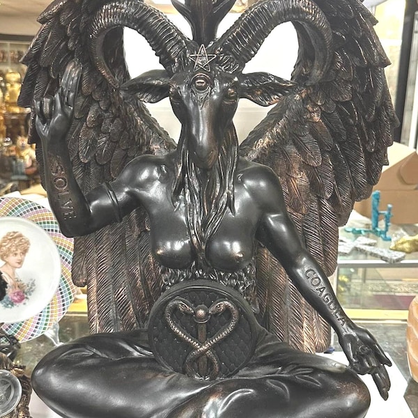Große Einzigartige Lebensgröße Kunst Hand geschnitzte BAPHOMET Schwere Statue Dekoration für Haus