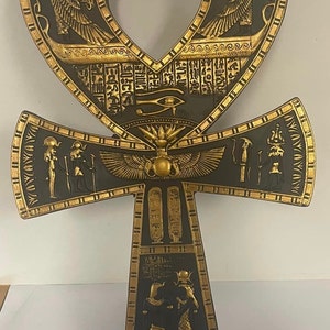 Unique Large Egyptian Ankh Hand Painted and Detailed 15'' L Made in ...