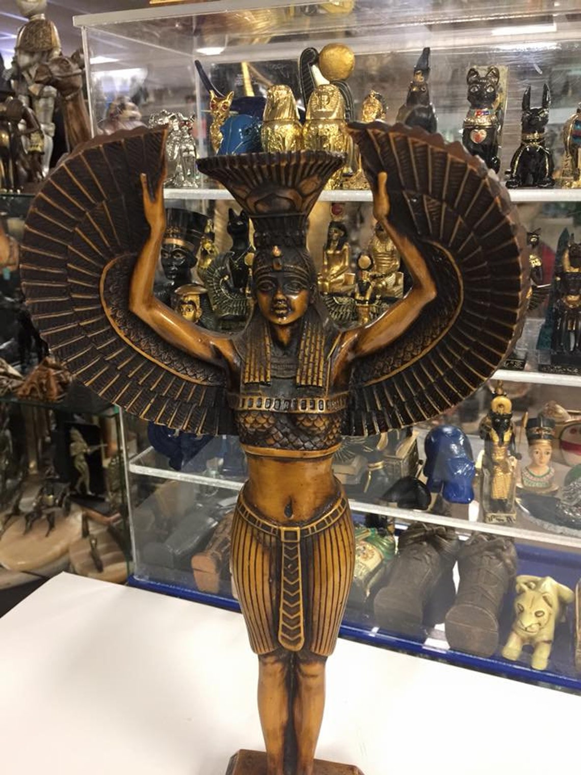 Unique Large Egyptian Goddess Isis Statue Hand Carved Made Etsy