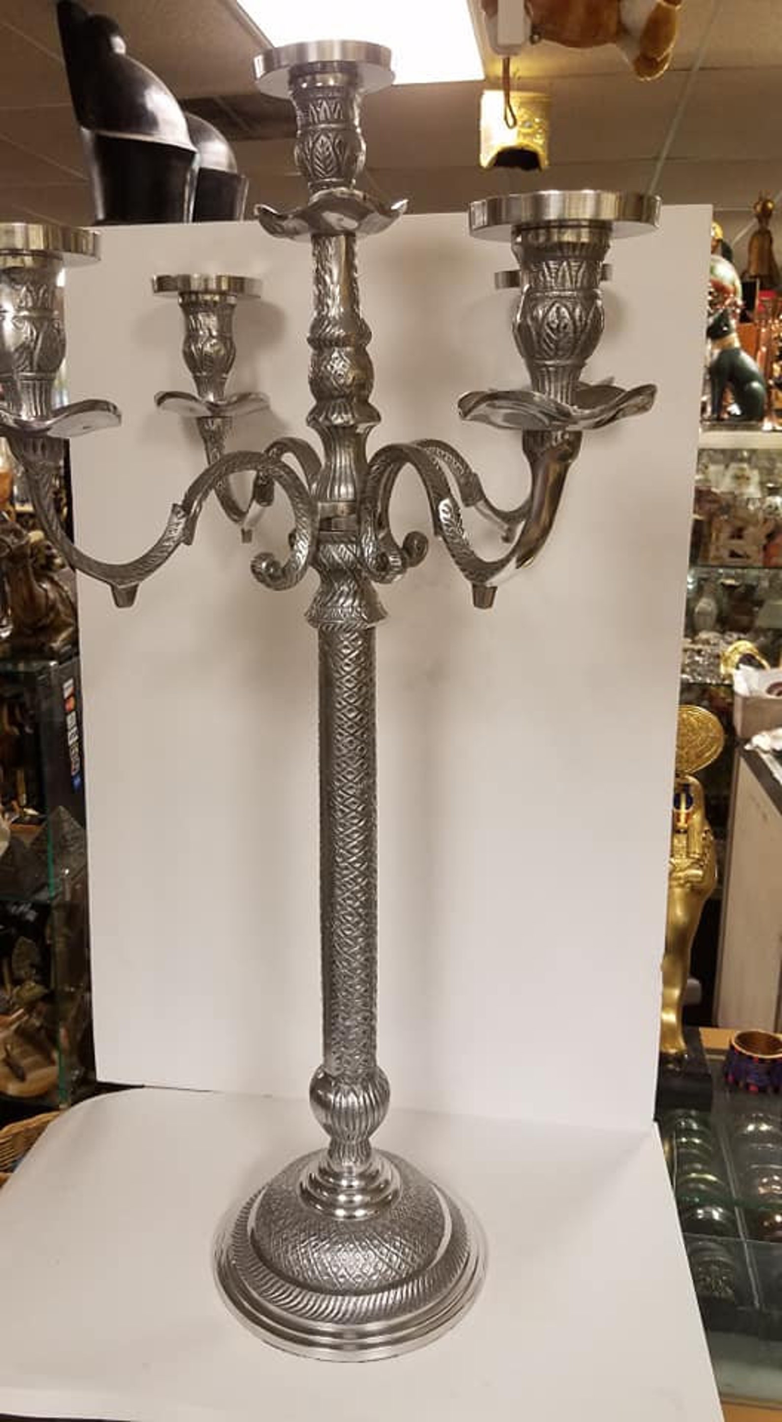 Antique Heavy Large Brass Candle Holder Made In Egypt Etsy