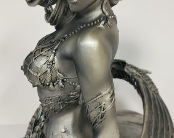 Unique Bronze Goddess Cecaelia (Mermaid Statue ) Hand Painted  8'' H