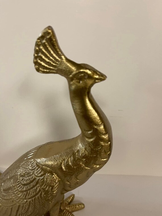 Vintage Antique Heavy Large Solid   Brass Peacock… - image 6