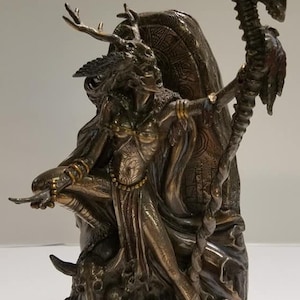 Unique Heavy Statue Morgan Le Fey Hand  crafted in cold cast bronze 10'' H