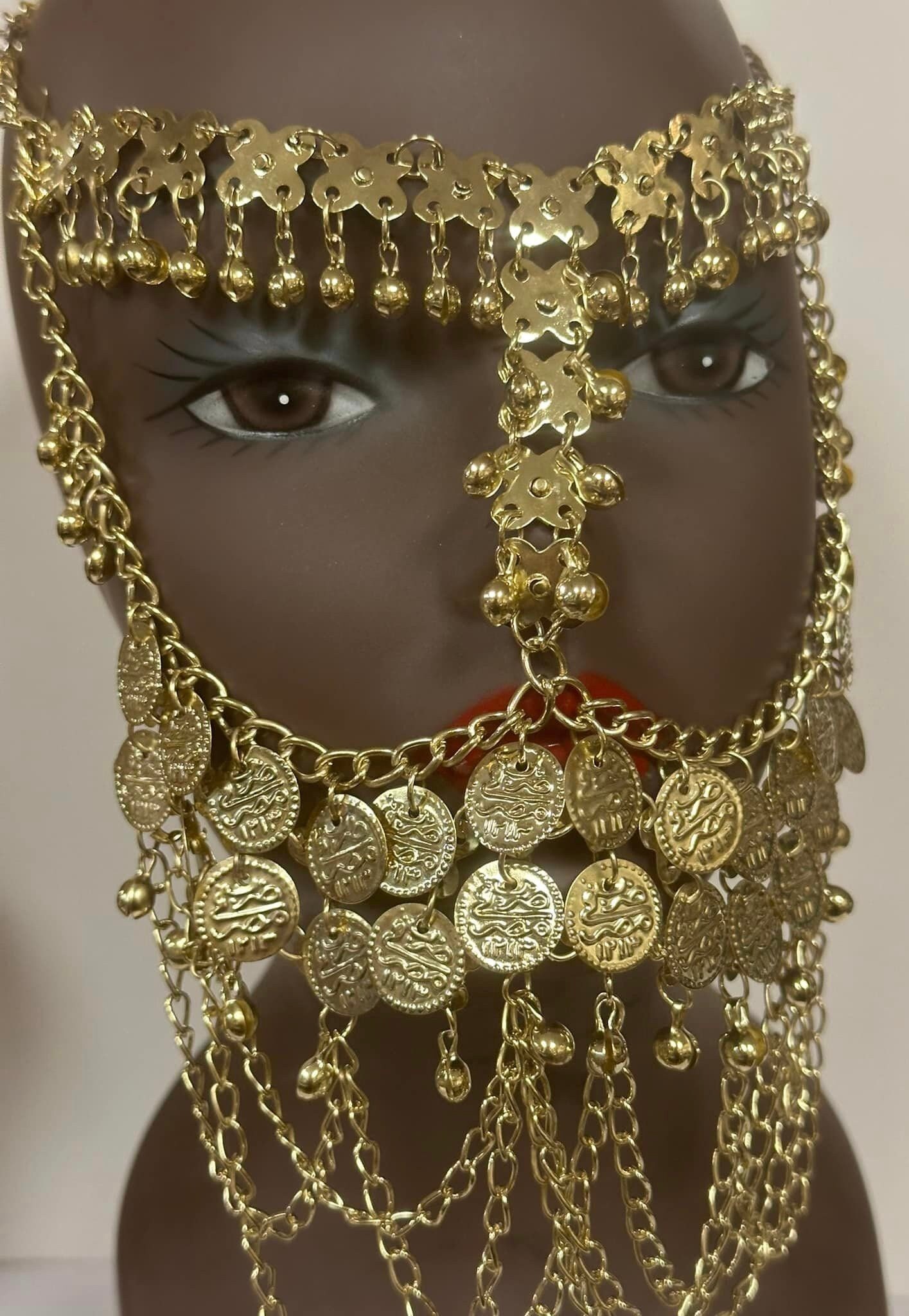 Unique Egyptian Brass Gold Coin Face Veil Piece Made in Egypt - Etsy