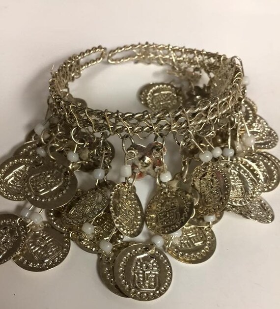 One Egyptian Brass Silver Plated Coin Arm Band ,bracelet Anklet