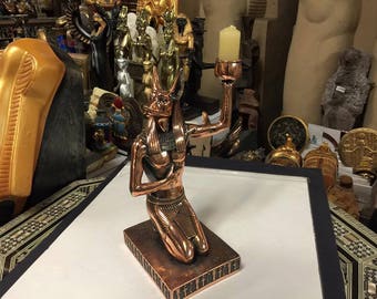 Vintage Hand Copper Wash Egyptian God Anubis Candle Holder Made In Egypt
