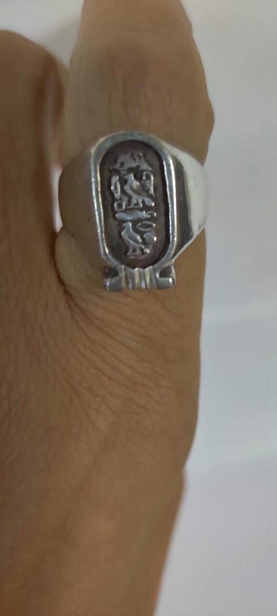 Unique  Egyptian Heavy chartouch  Ring Solid Silv… - image 7