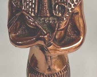 Unique Egyptian God Akhenaton  W/COPPER WASH  14'' H Made In Egypt