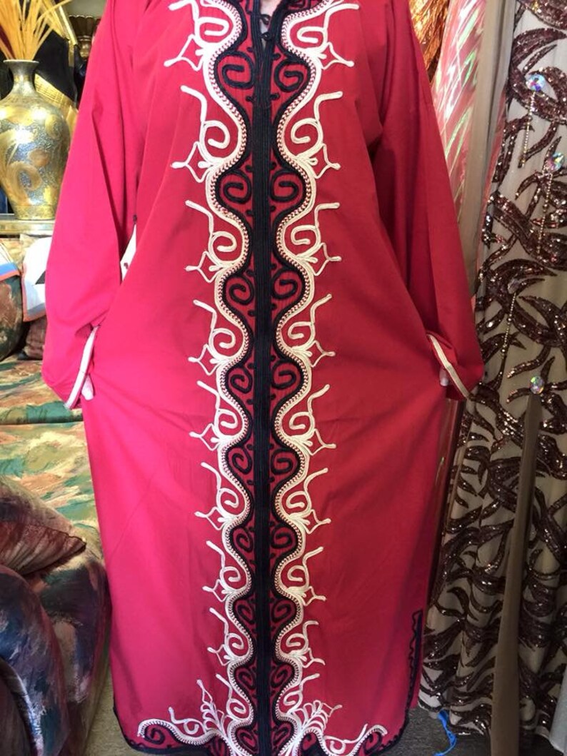 Egyptian Handmade Cotton Caftan long Dress Gallabaya XL - Etsy