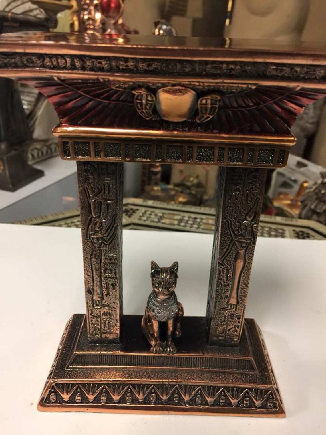 Unique Egyptian Cat Temple W/COPPER WASH Made In Egypt Etsy