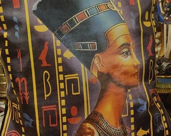 Unique Egyptian Queen Nefertiti Square Throw Pillow Cushion Cover  18'' Made In Egypt