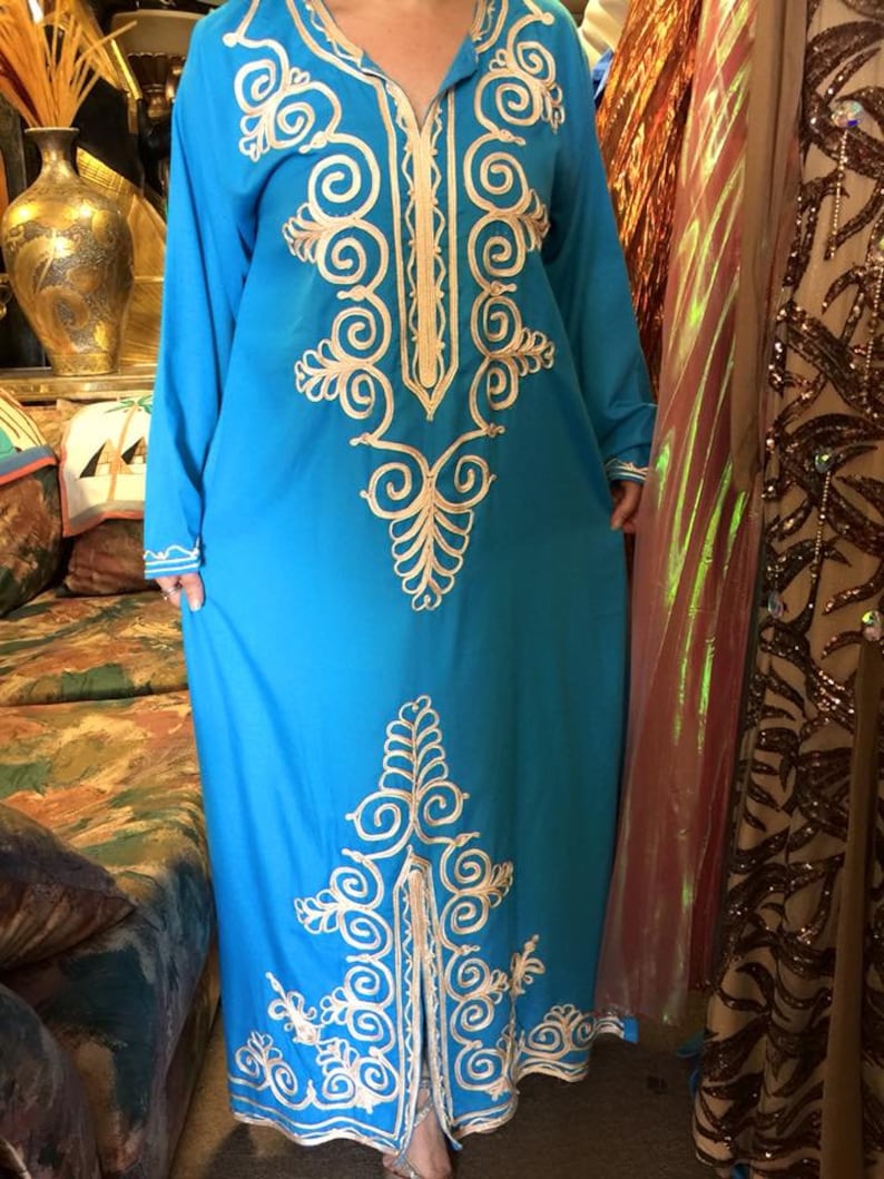 Egyptian Handmade Cotton Caftan Long Dress Gallabaya XL Etsy