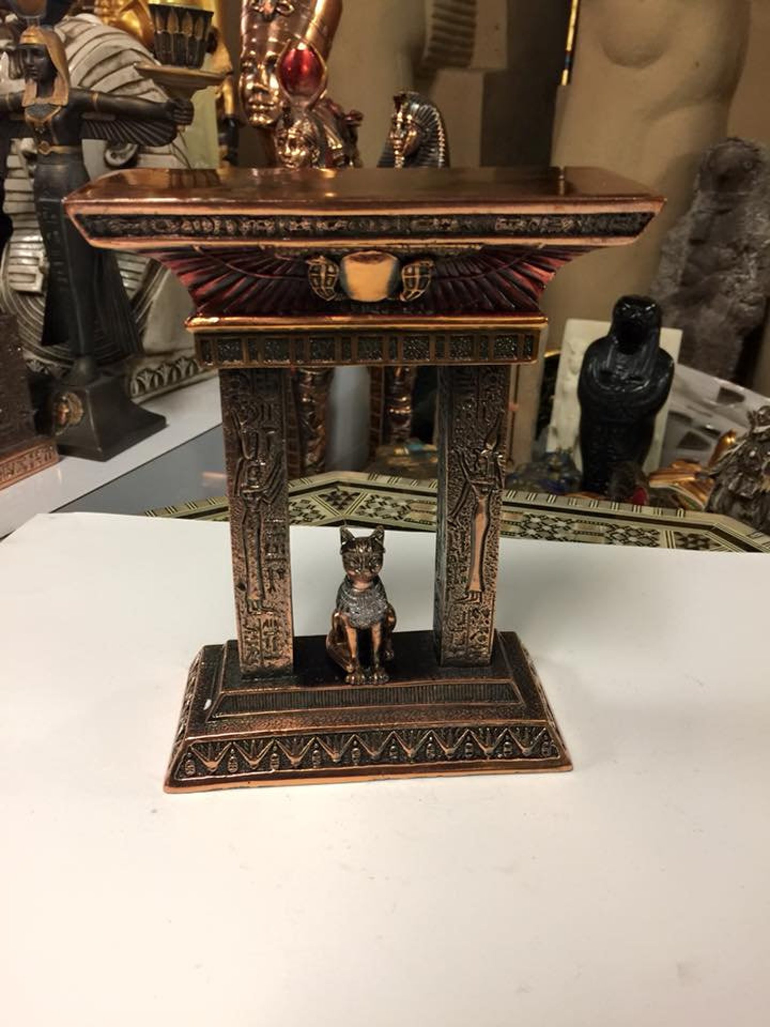 Unique Egyptian Cat Temple W/COPPER WASH Made In Egypt Etsy