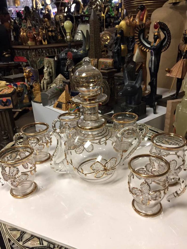 Unique Large Old Egyptian Blown Tea Coffee Set Glass Etsy