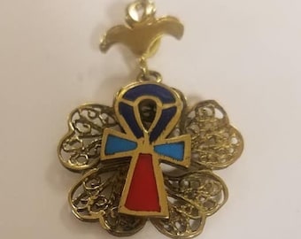 Unieke handgemaakte messing Egyptische ankh-bedel 1'' l x 1'' b gemaakt in Egypte