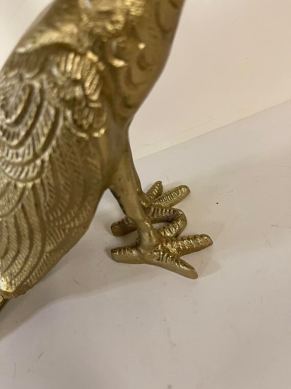 Vintage Antique Heavy Large Solid   Brass Peacock… - image 3