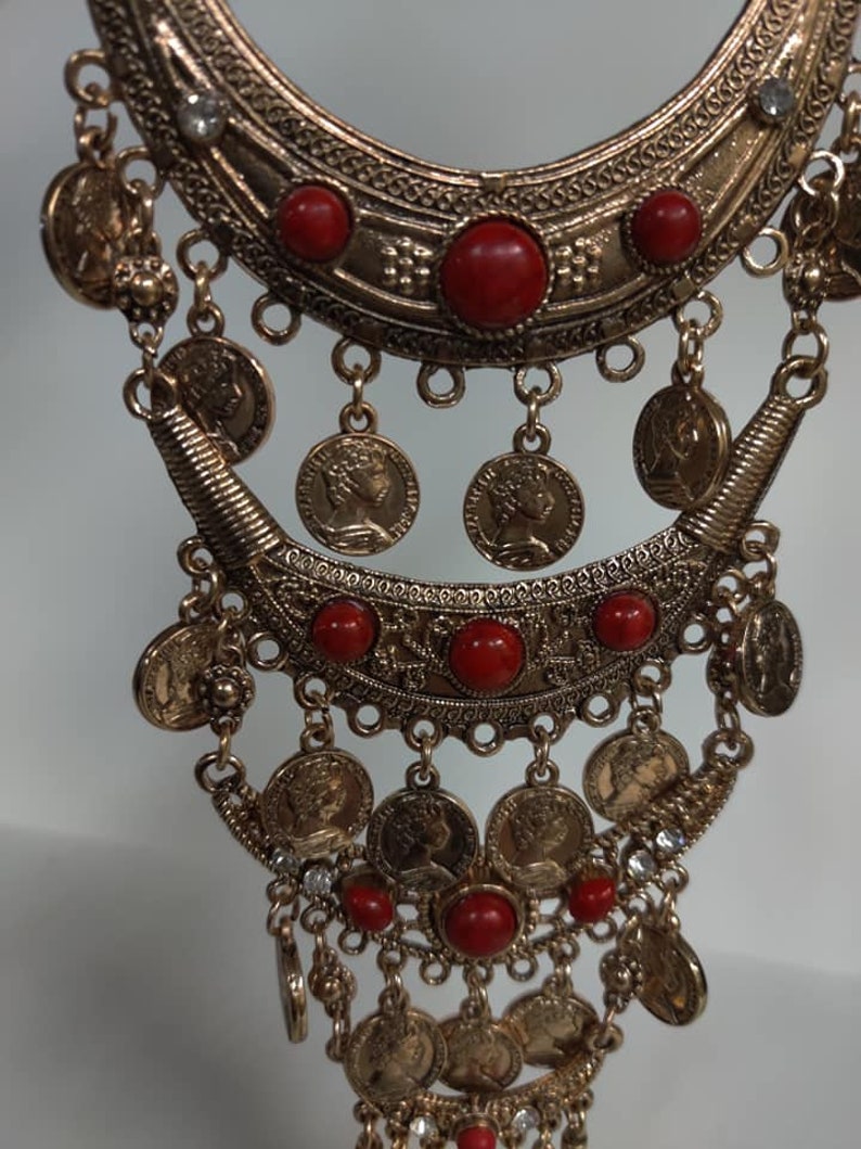 Egyptian Tribal style Brass Gold Plated Necklace 24/'/' L Made in Egypt
