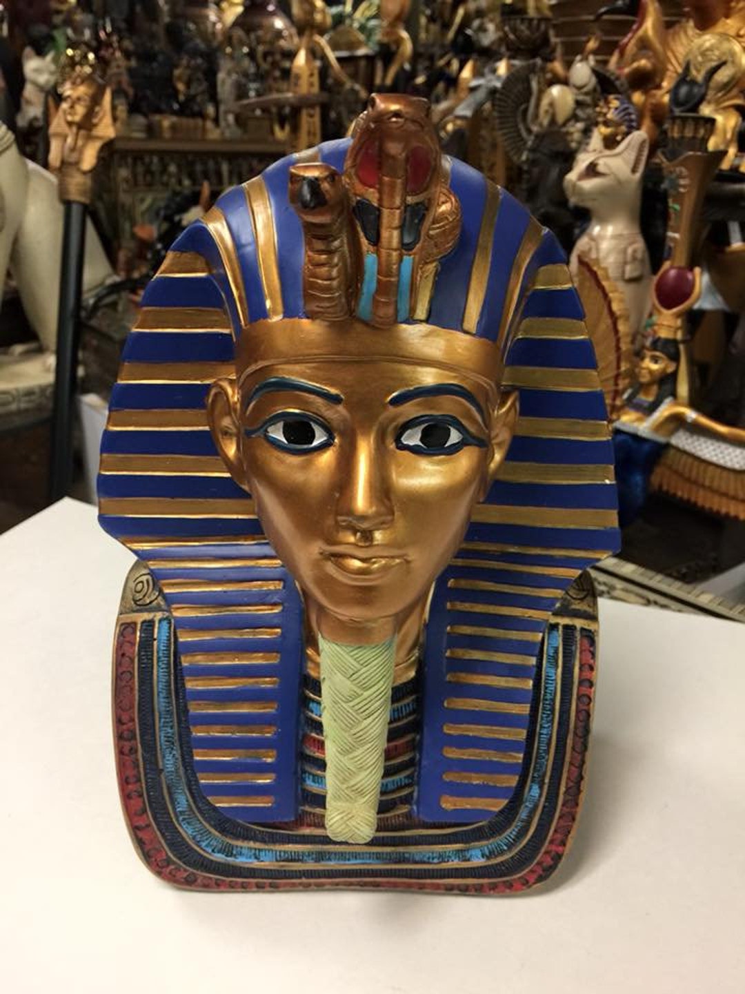 Egyptian Tutankhamen Golden Mask King Tut 9'' H - Etsy