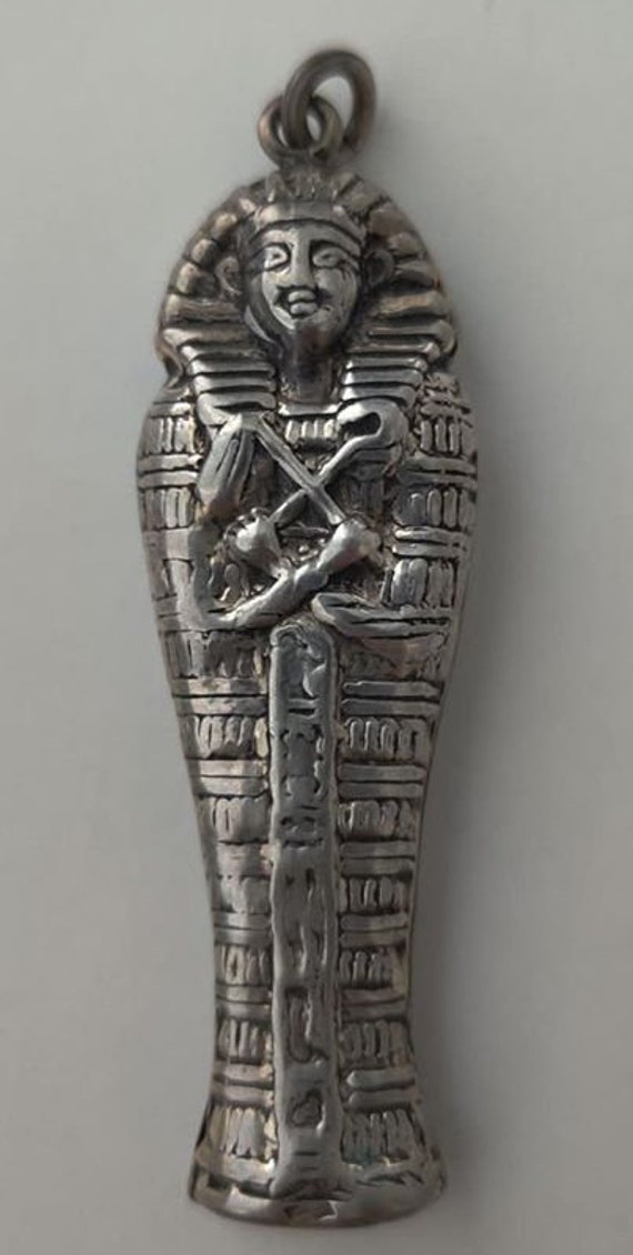 Unique Large Heavy  Solid  Silver Stamped  Egyptia