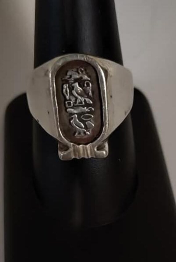 Unique  Egyptian Heavy chartouch  Ring Solid Silv… - image 3