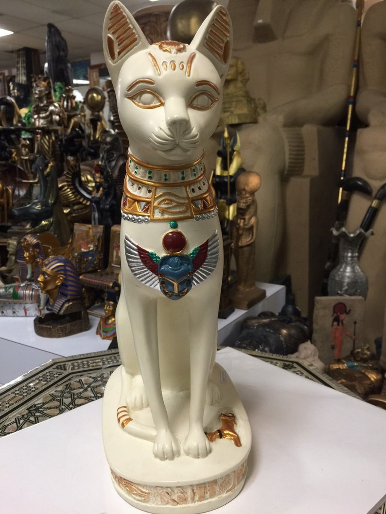 Unique Large Egyptian Cat Statue 15 H Made In Etsy