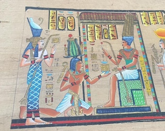 Unique Vintage Old Egyptian Hnad painting Rare Old Papyrus signed by the original Egyptian Artist.