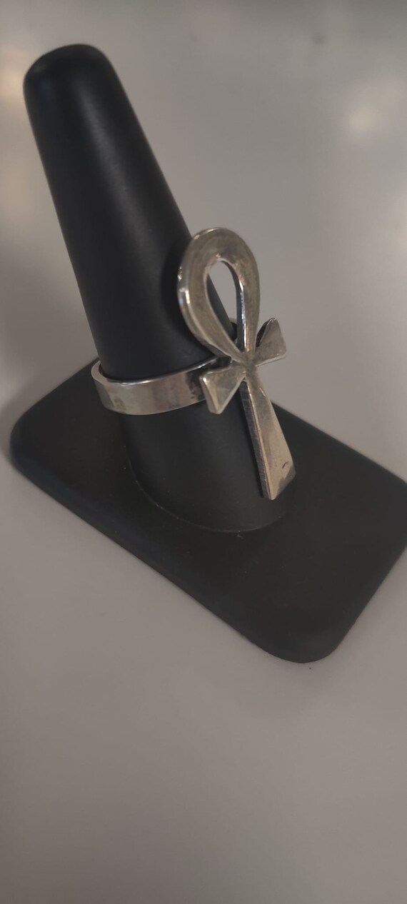 Unique Egyptian Solid Silver Ankh Ring ( Free Siz… - image 6