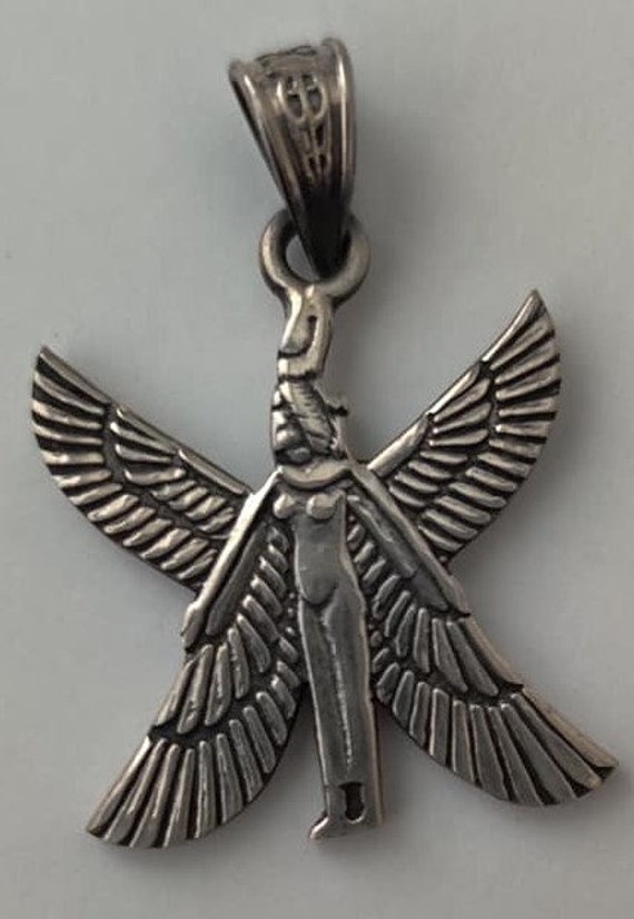 Unique Solid Silver Stamped  Egyptian Goddess Isi… - image 2