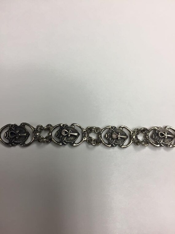 Vintage Egyptian Silver Ankh Bracelet  Stamped Mad