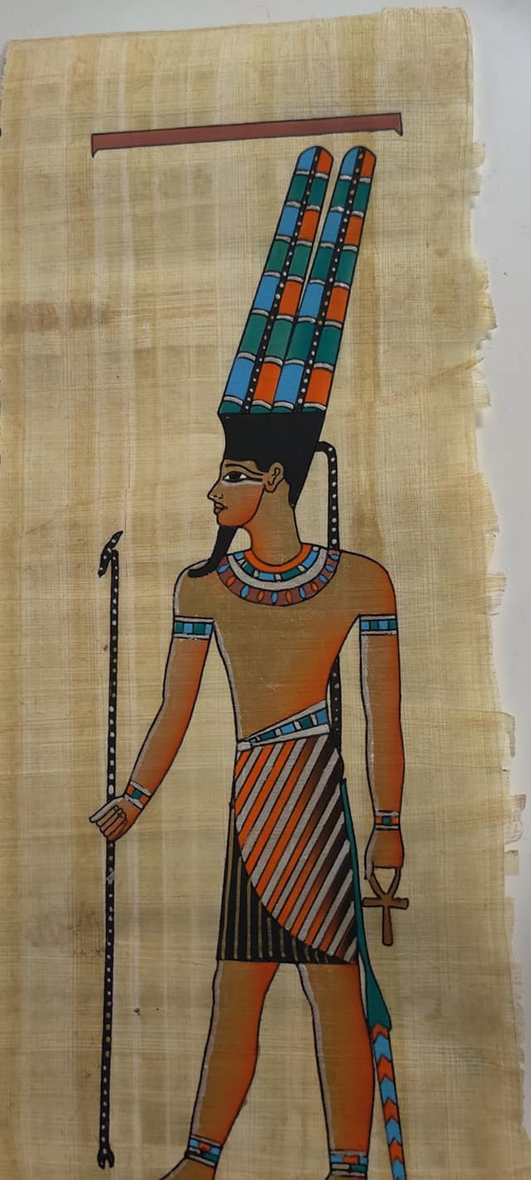 Papiro antiguo pintado a mano del dios egipcio Amón Ra, 16 x 7 pulgadas,  hecho en Egipto y firmado por el artista egipcio original. - Etsy México, image size:1080x2400