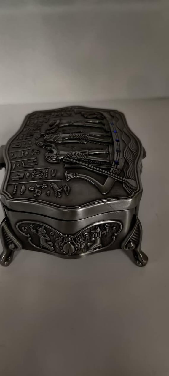 Unique  Egyptian God's   Pewter Jewelry Box  Mad … - image 2