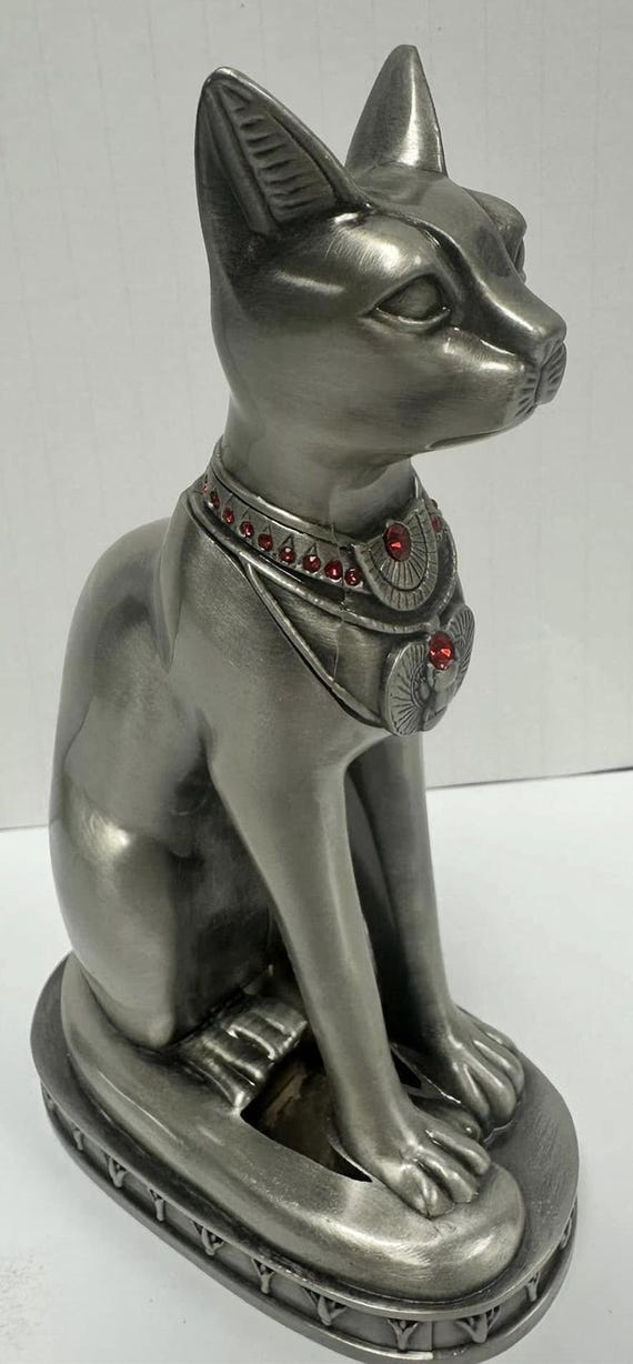 Bronze Egyptian Pewter Egyptian Mau Unique Large Heavy Pewter