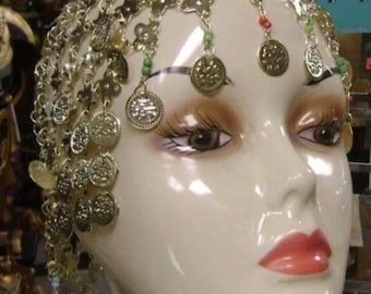 Verguld of verzilverd Egyptisch messing kopstuk gemaakt in Egypte